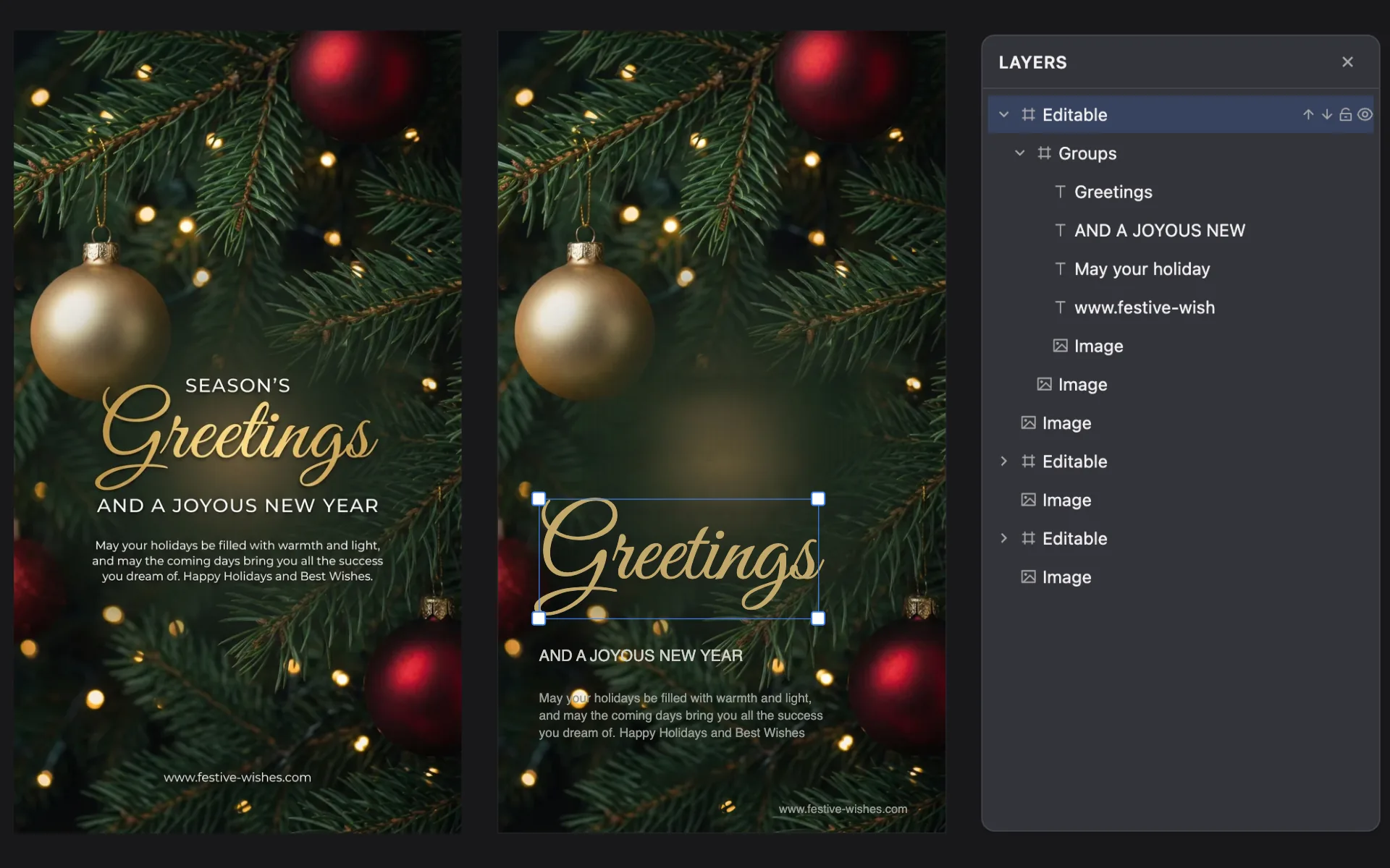 Editable text layers reconstructed from an image