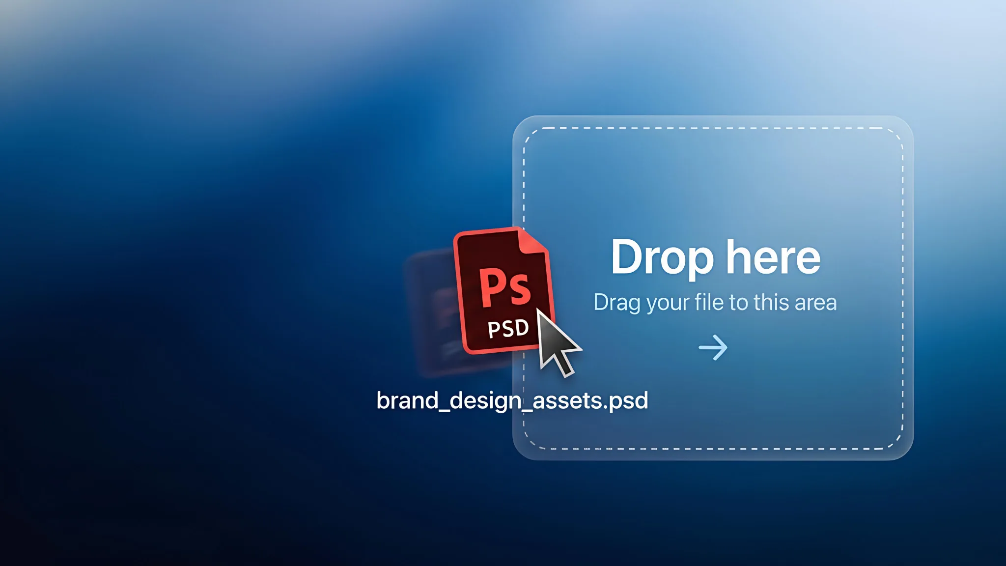 ملف Photoshop PSD مستورد في محرر عبر الإنترنت