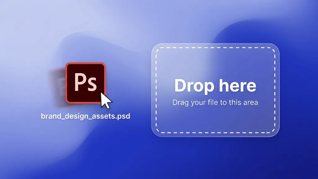 Arquivo Photoshop PSD importado em um editor online