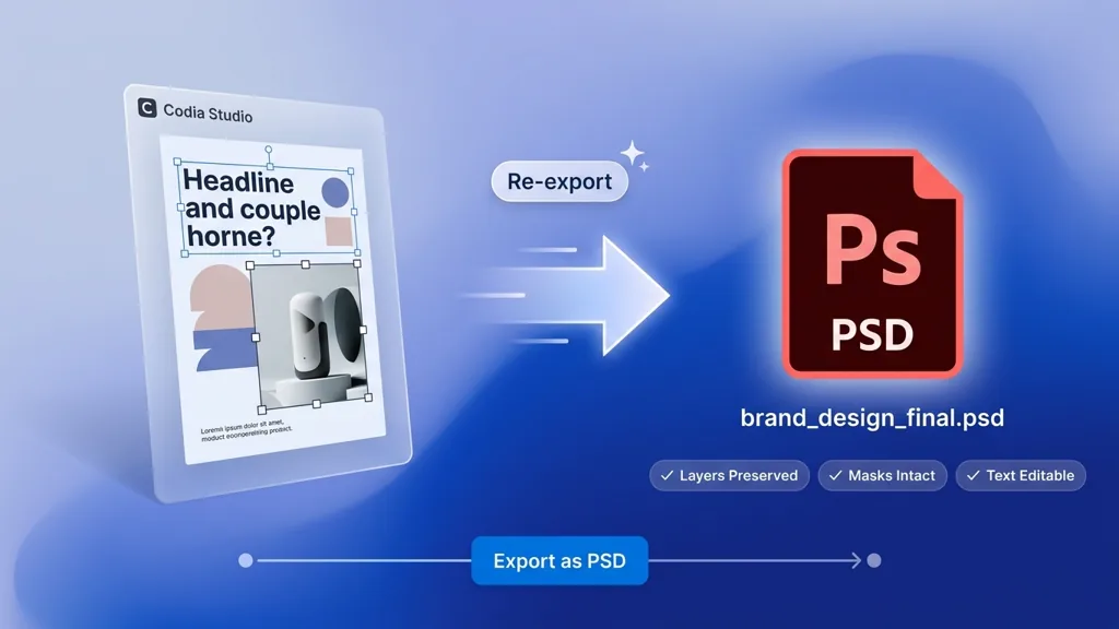 Exportar PSD editável de um editor online com IA