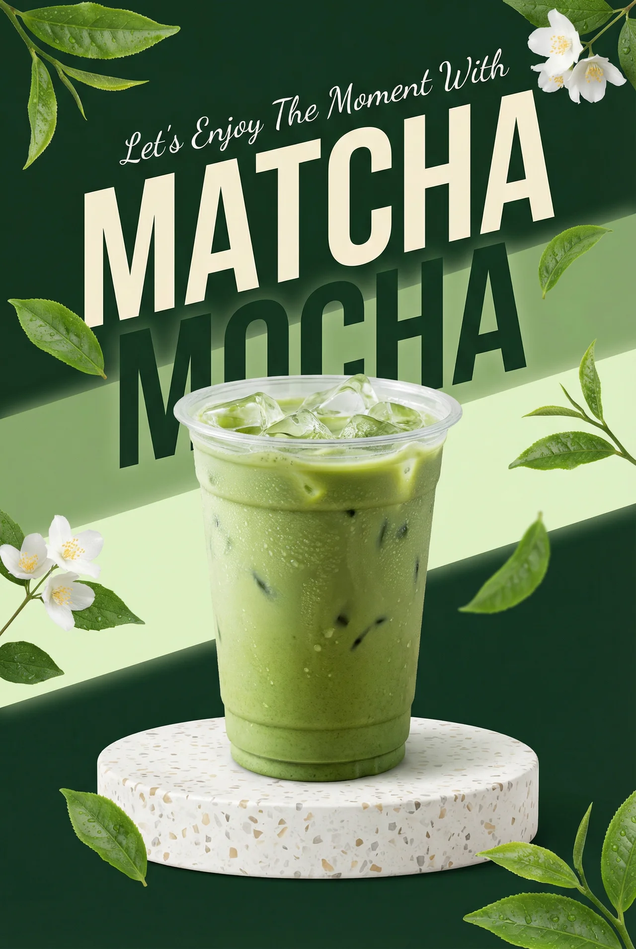 a mood board centered around matcha