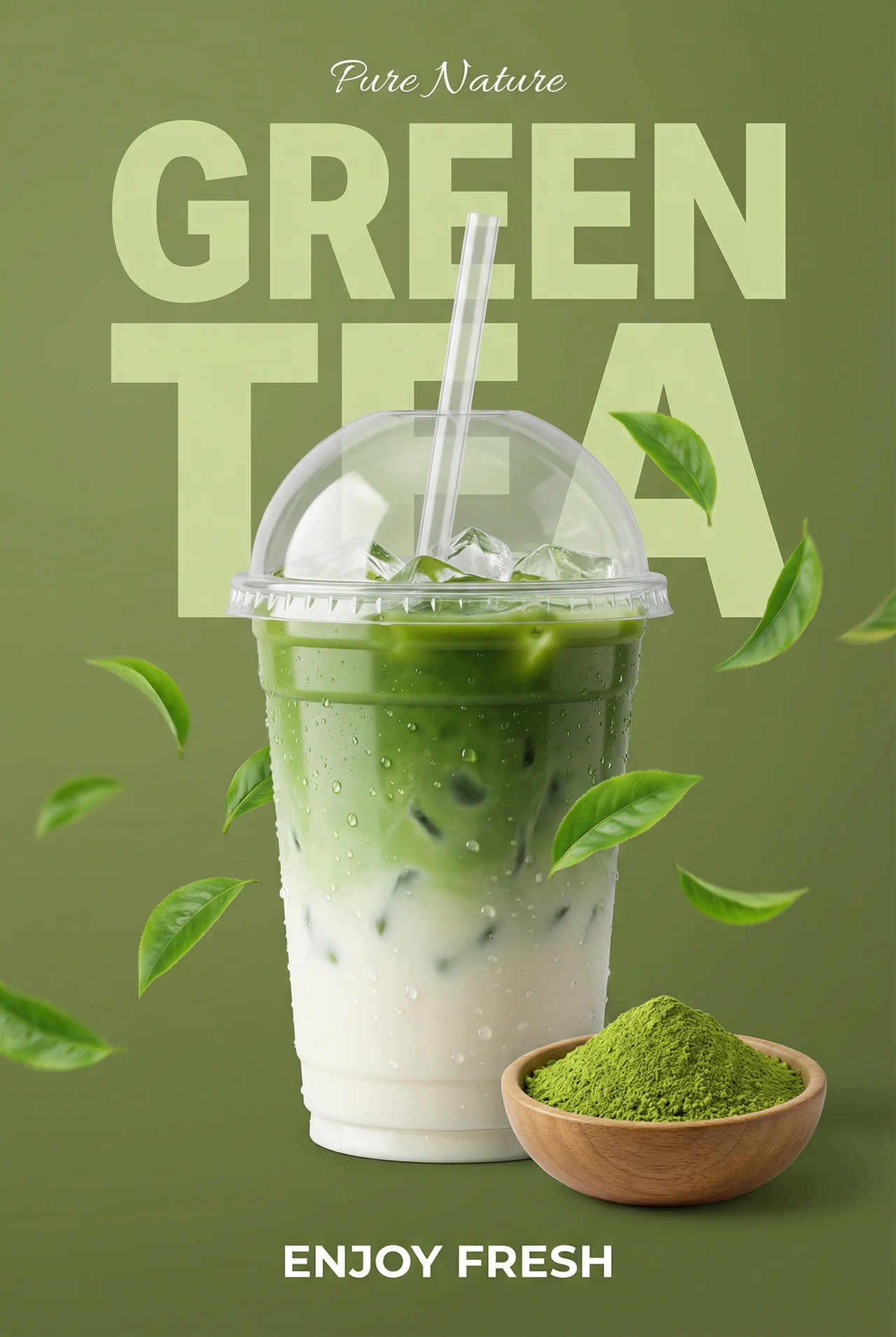 a mood board centered around matcha