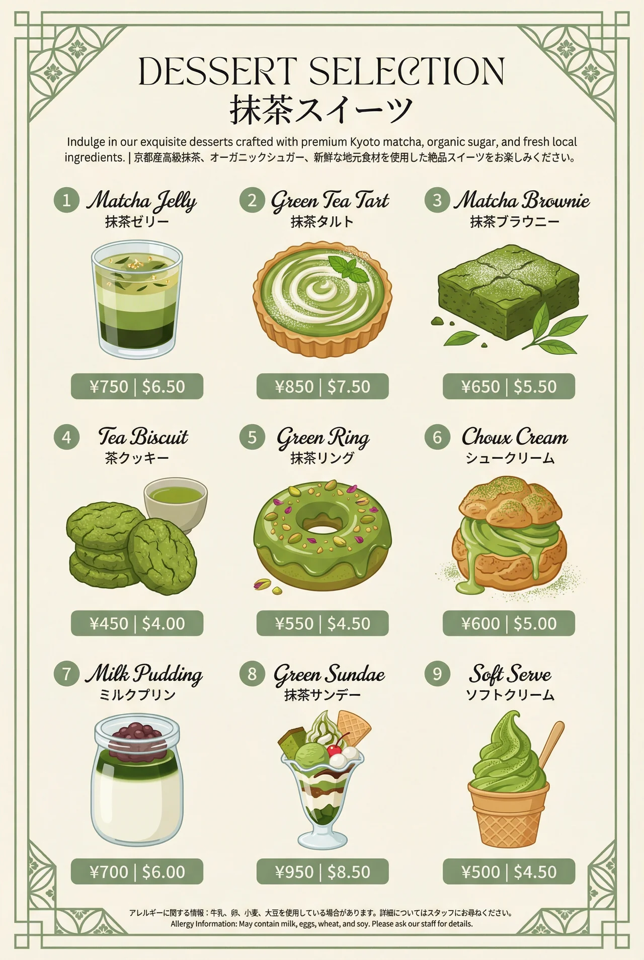 a mood board centered around matcha