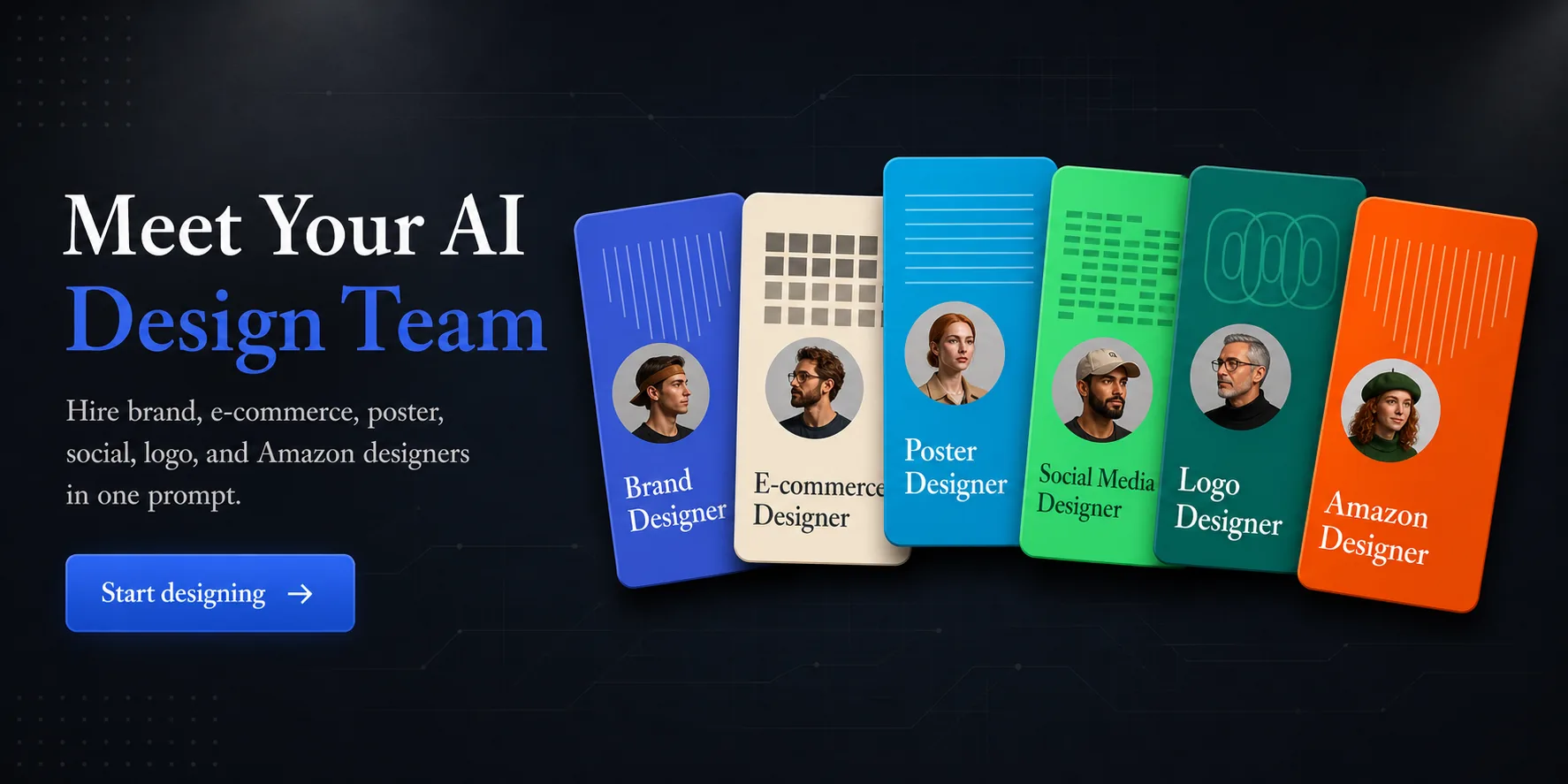 AI design team cards in Codia Studio