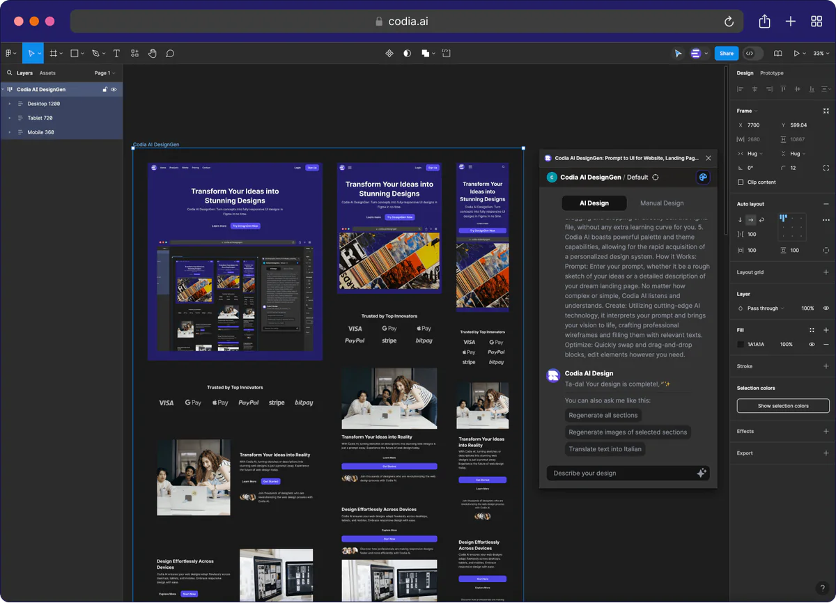 Codia AI Generated UI Preview