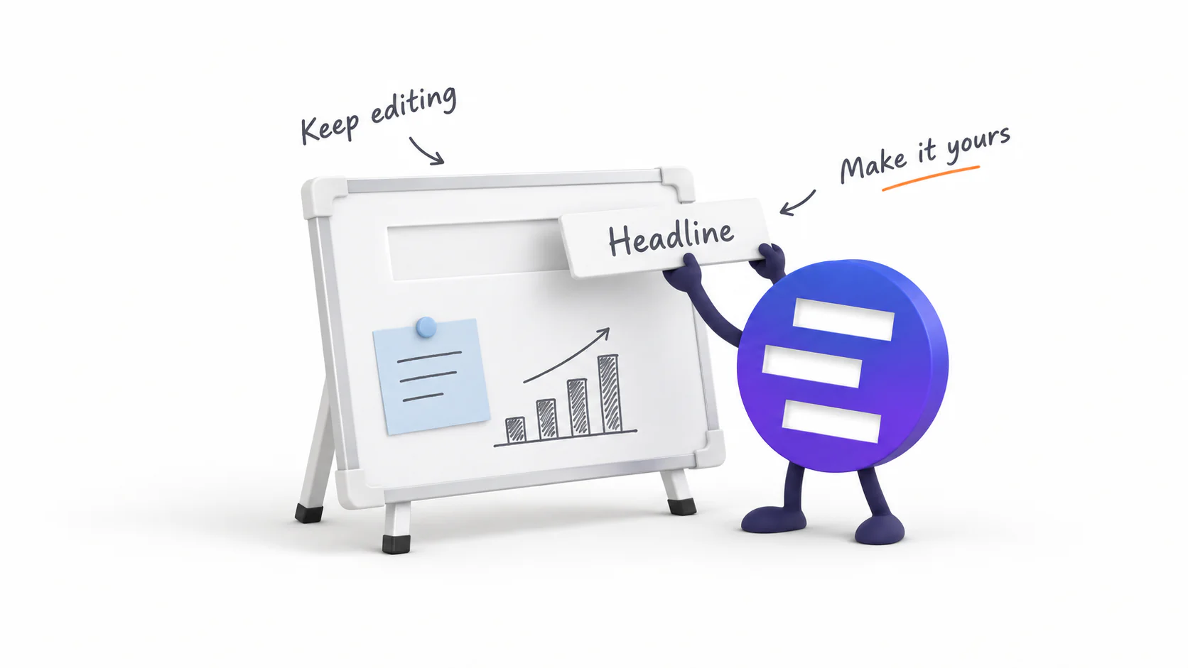Xiaolan lifts a removable headline tile from a physical presentation board.